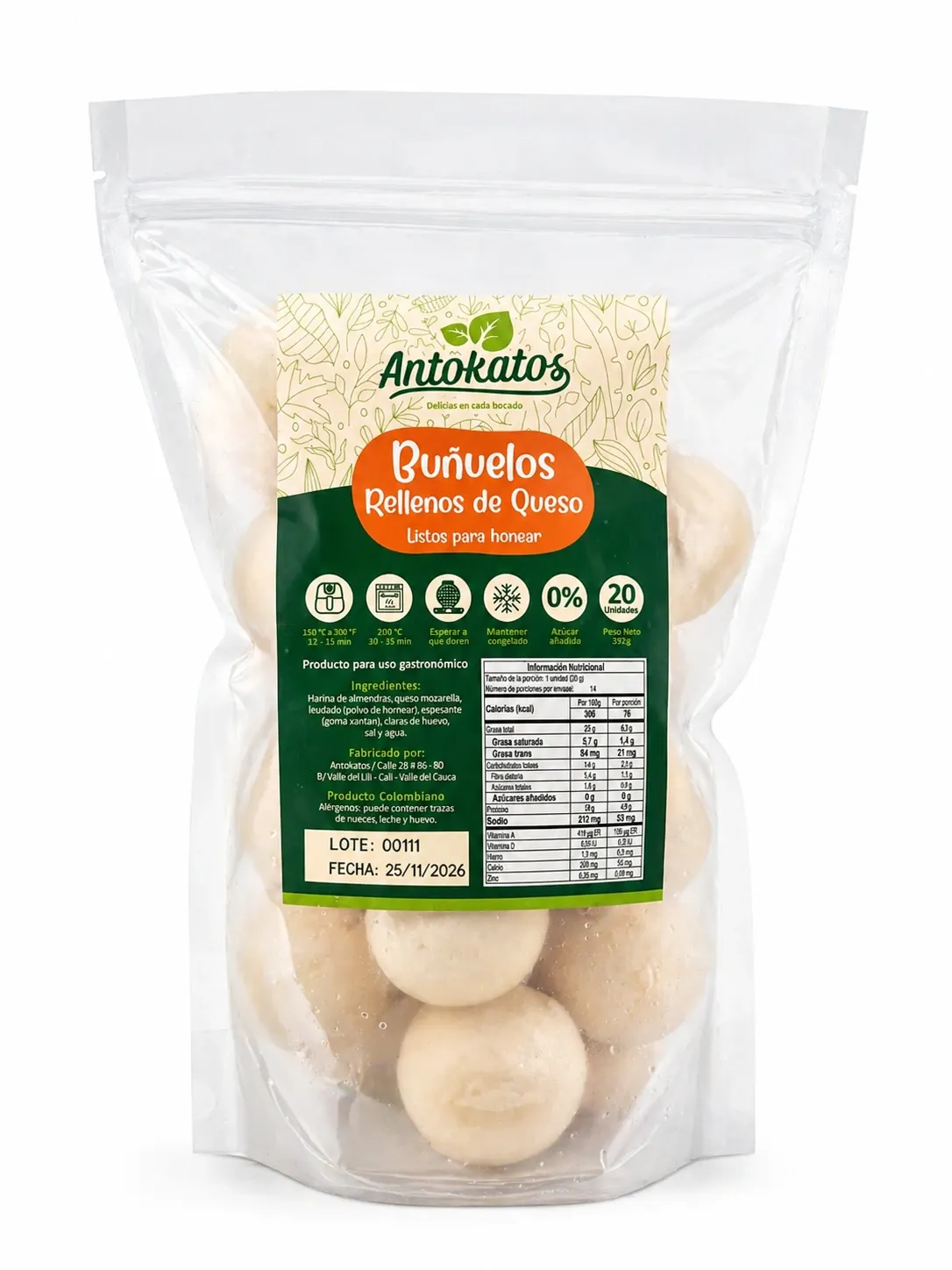 Buñuelos rellenos de queso (20 und)